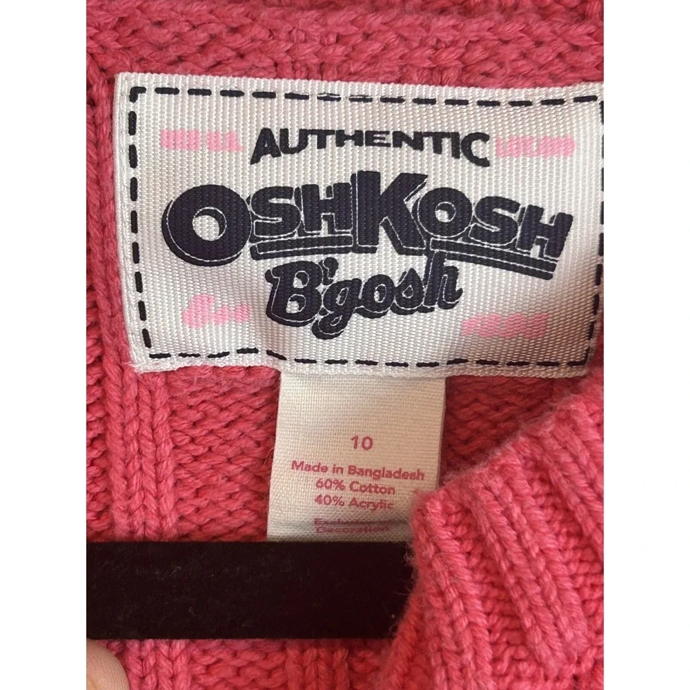 Oshkosh B'gosh Pink Cable Knit Sweater‎ Sz 10